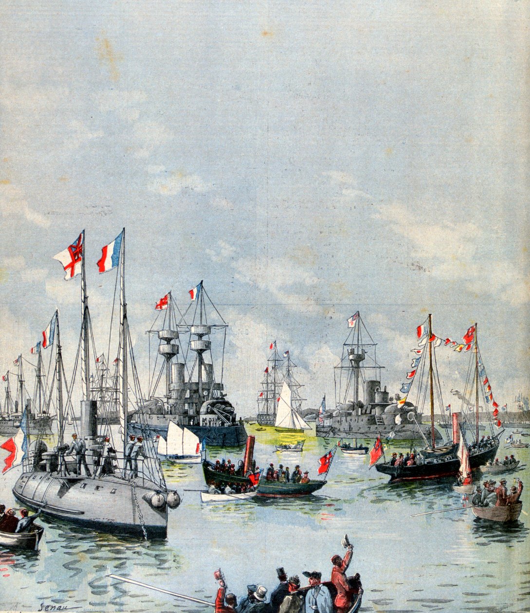 Flottille française dans le port de Portsmouth, 1891 - Paul Senau