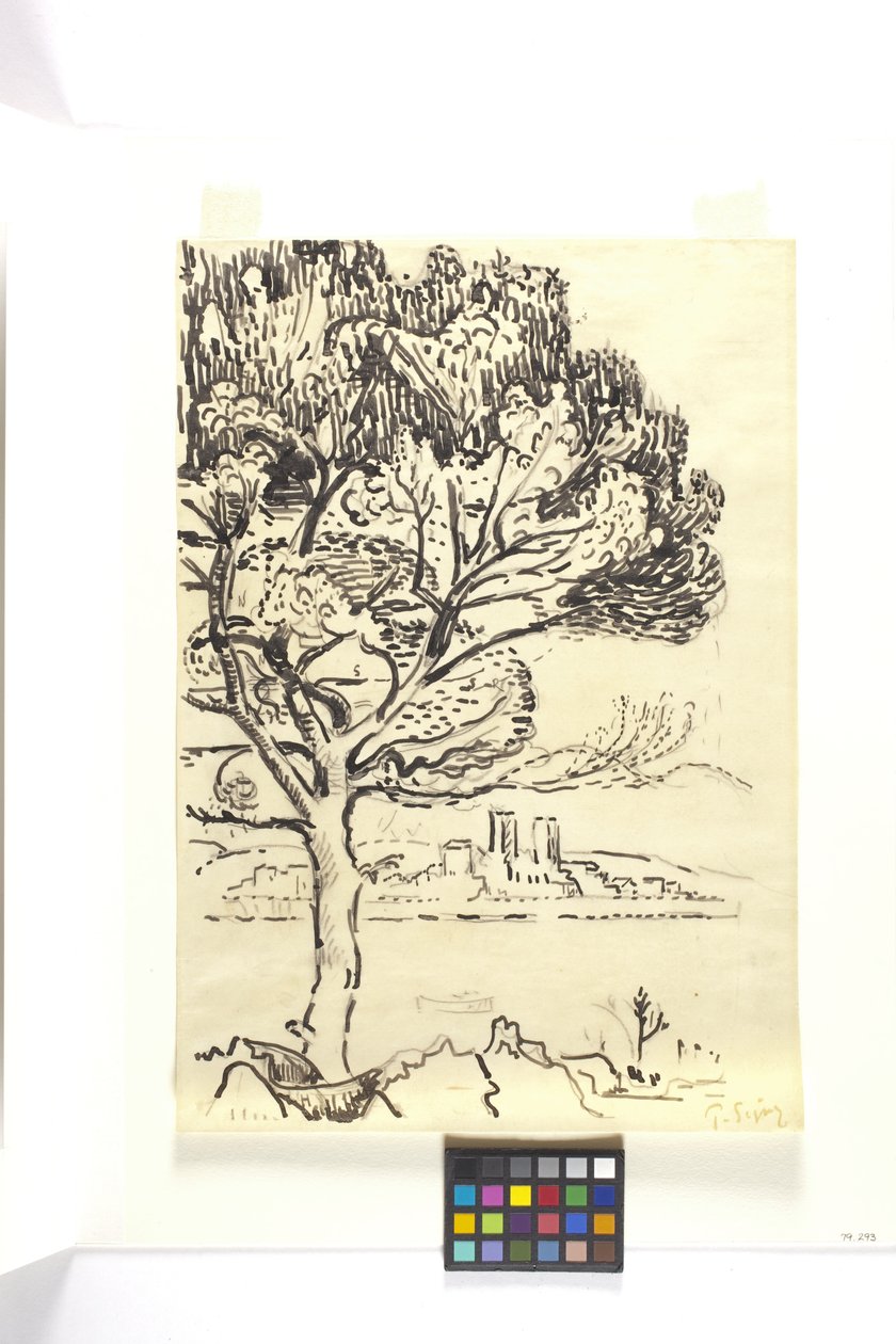 Antibes, pin parasol au premier plan - Paul Signac
