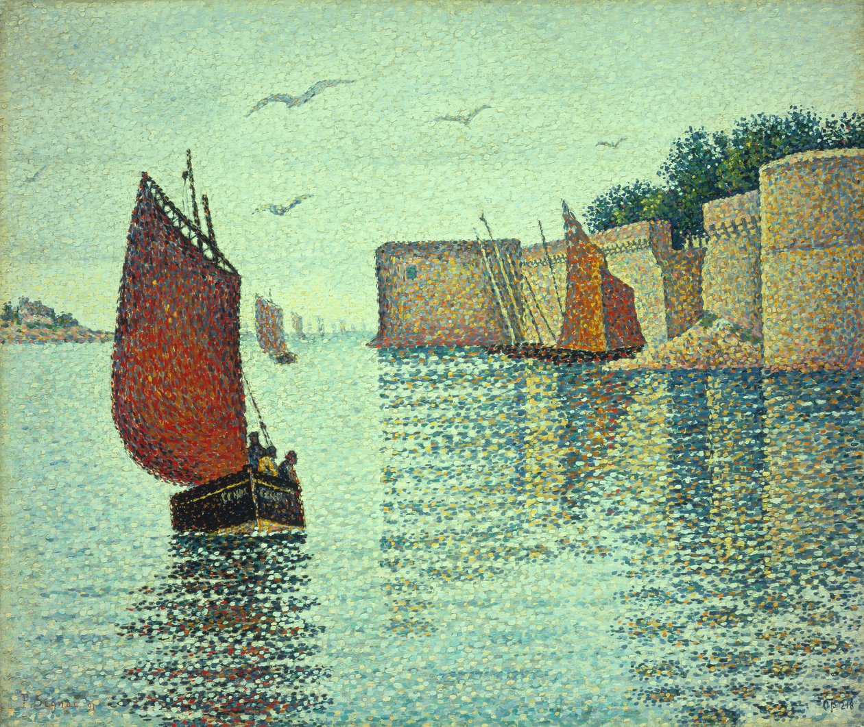Bateau sardinier et vieille ville, Concarneau - Paul Signac