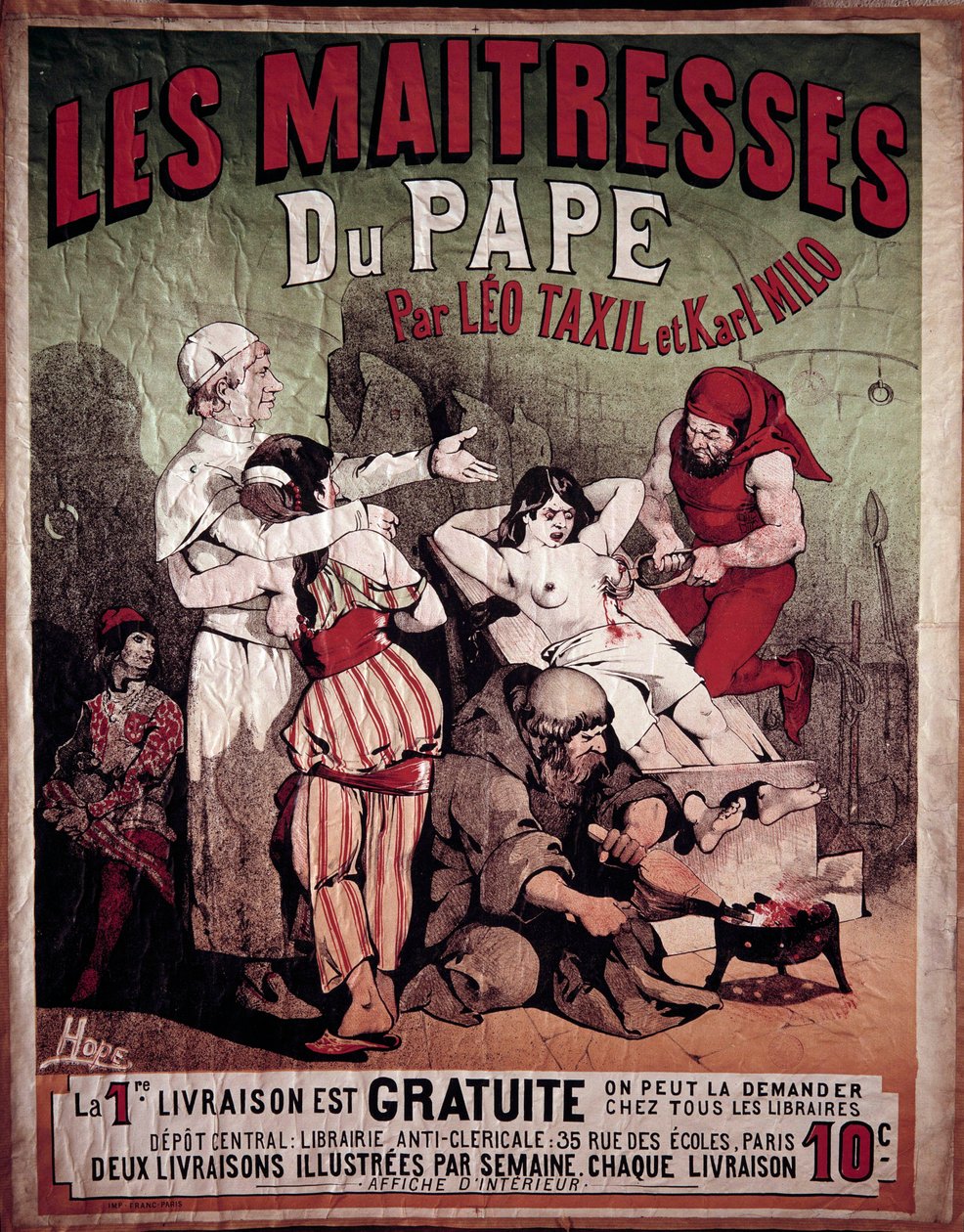 Affiche pour Les Maîtresses du Pape par Léo Taxil et Karl Milo - Paul Verlaine