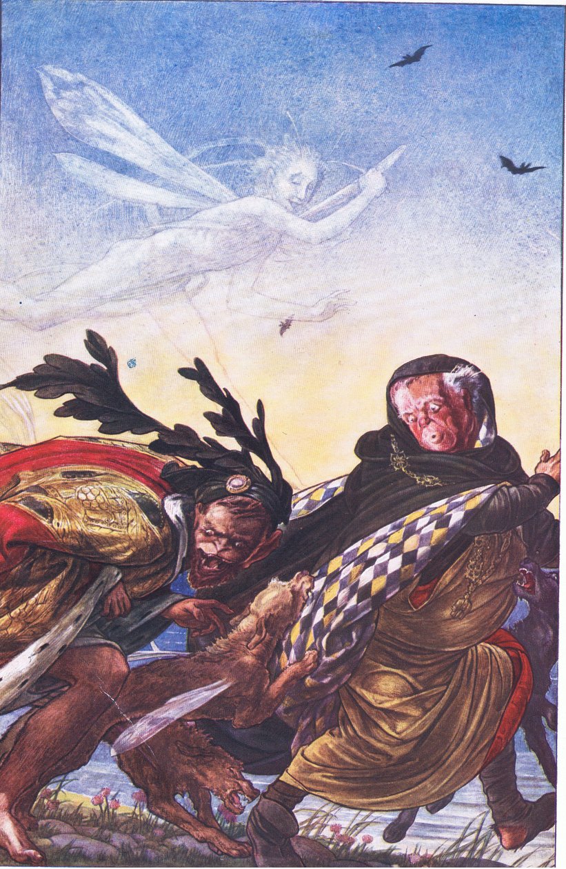 Furie ! Furie ! Là, tyran, là Écoutez ! Écoutez !, illustration de La Tempête, 1908 - Paul Vincent Woodroffe