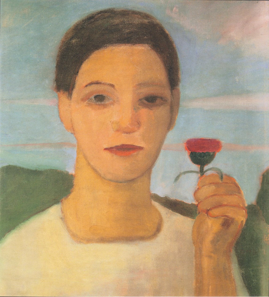 Portrait de la sœur Herma avec artichaut en main levée - Paula Modersohn Becker