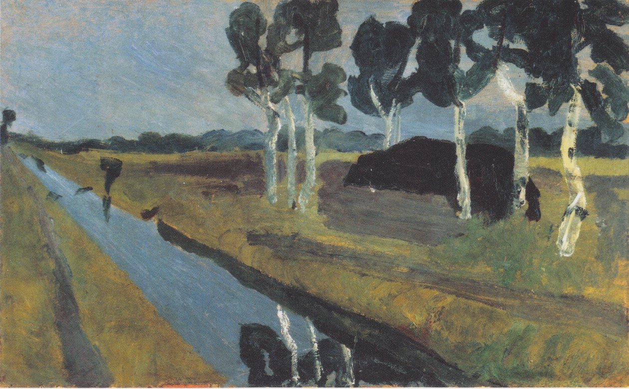 Paysage gris avec canal de tourbière - Paula Modersohn Becker
