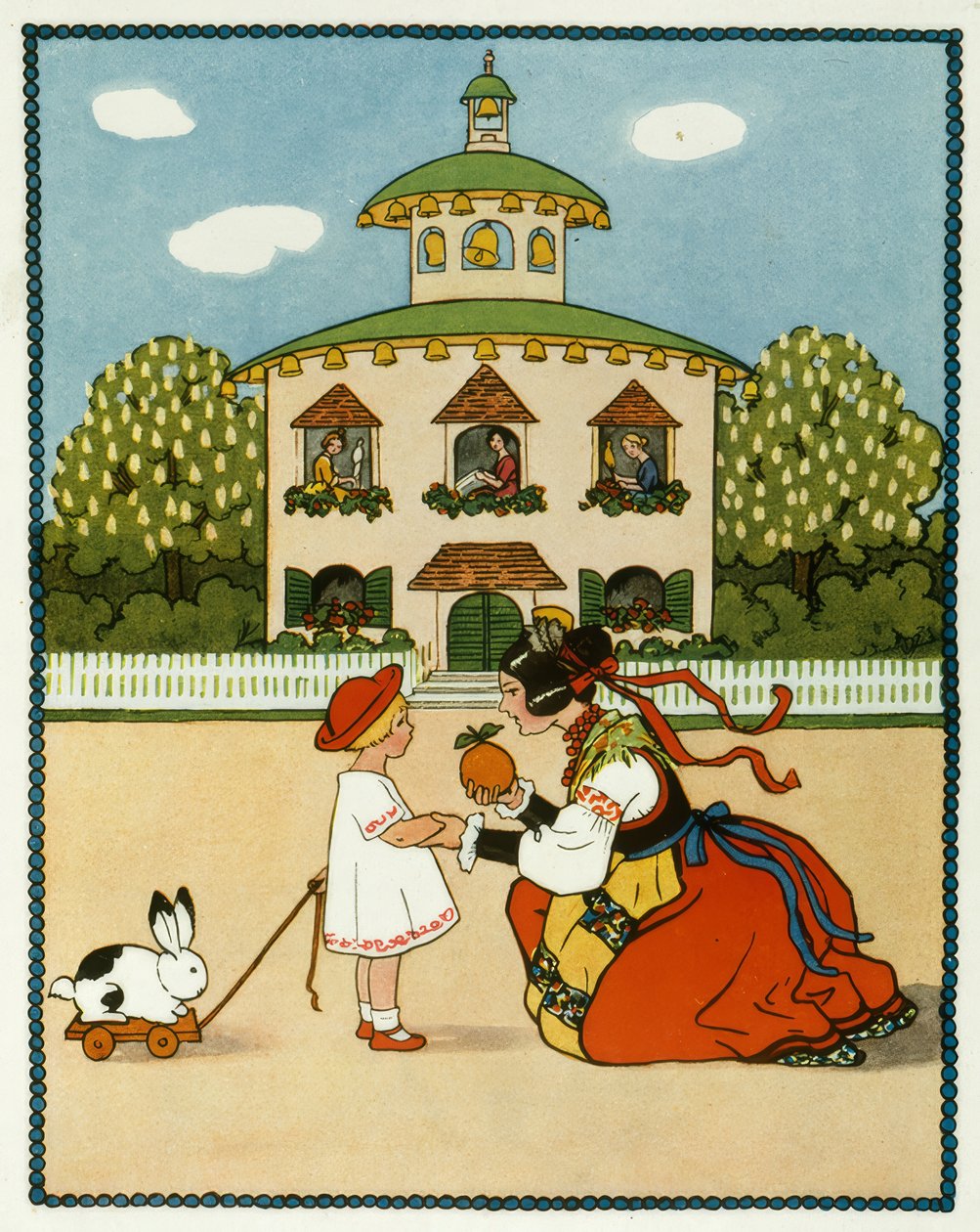(...) À Rome se trouve une maison de cloches / Trois belles jeunes filles regardent dehors (...) - Pauli Ebner