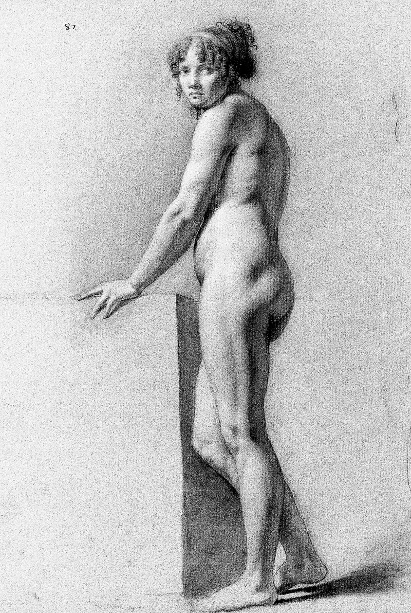 Une femme nue appuyée sur un socle - Pauline Auzou