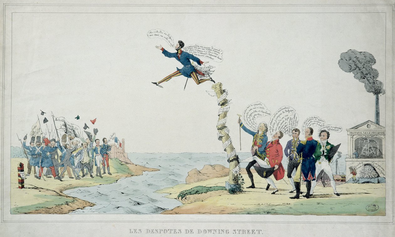 La conférence de Londres, 4 novembre 1830 : Les despotes de Downing Street envoyant Léopold de Saxe-Cobourg régner en Belgique - Paulus Charles Gerard Poelman