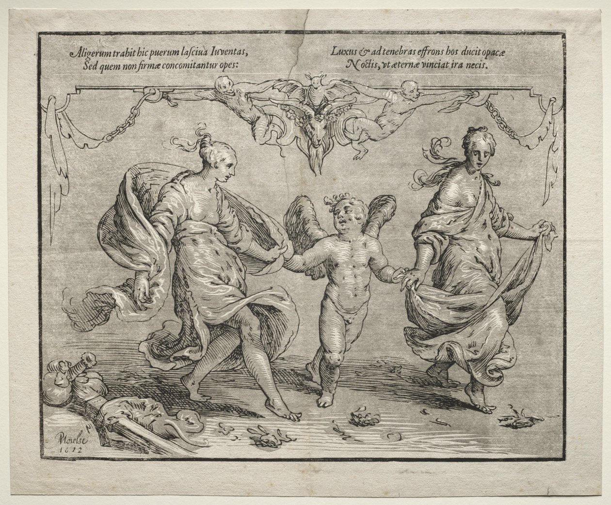 Cupidon dansant avec deux femmes allégoriques, 1612 - Paulus Moreelse