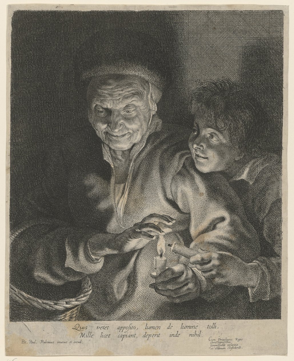 Vieille femme et garçon avec une bougie - Paulus Pontius