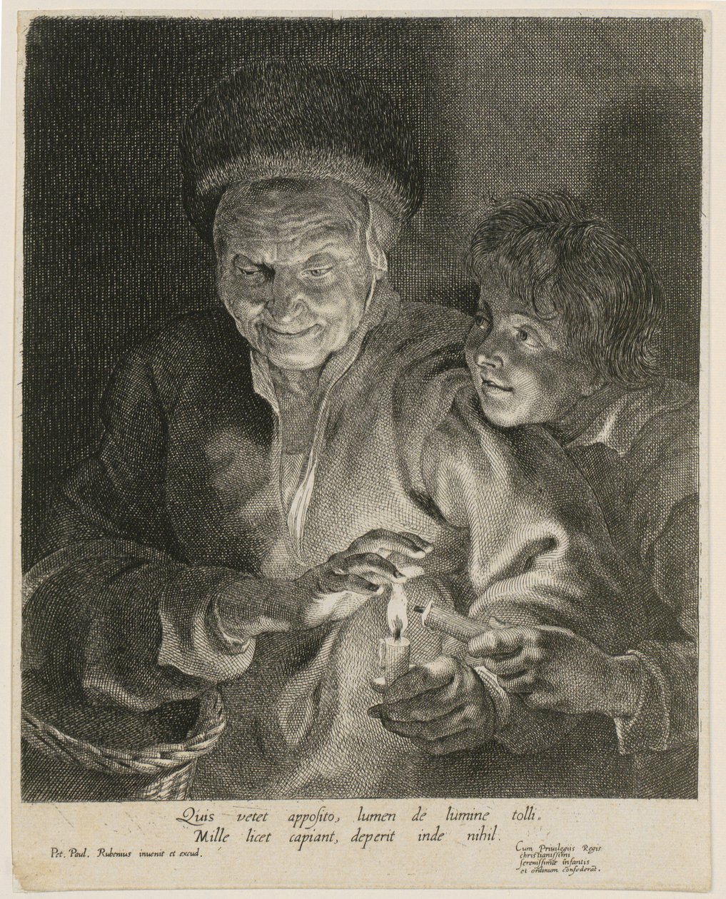 Vieille femme et garçon aux bougies - Paulus Pontius