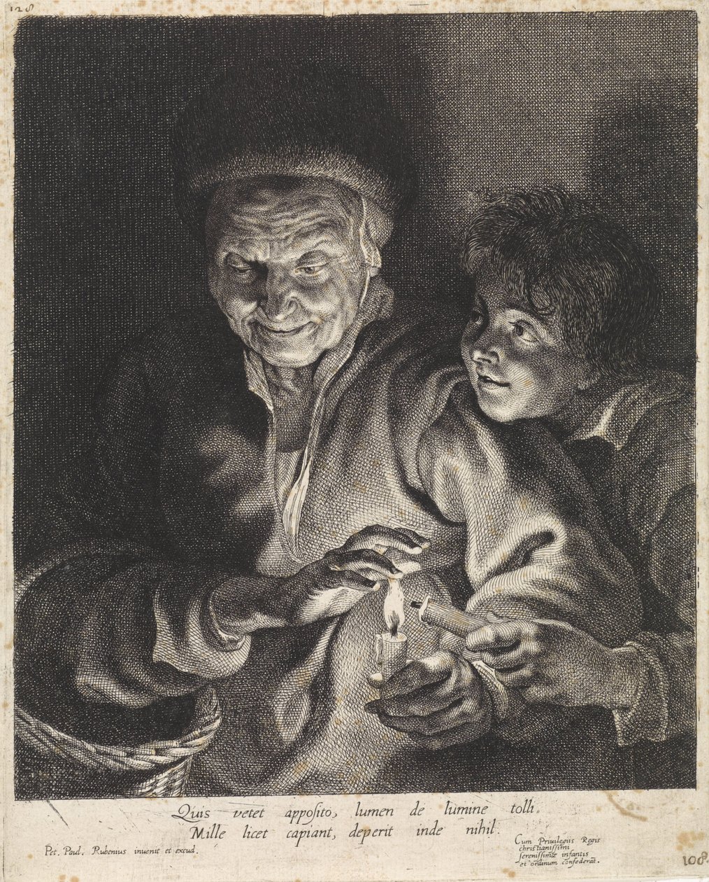Vieille femme et garçon avec des bougies - Paulus Pontius