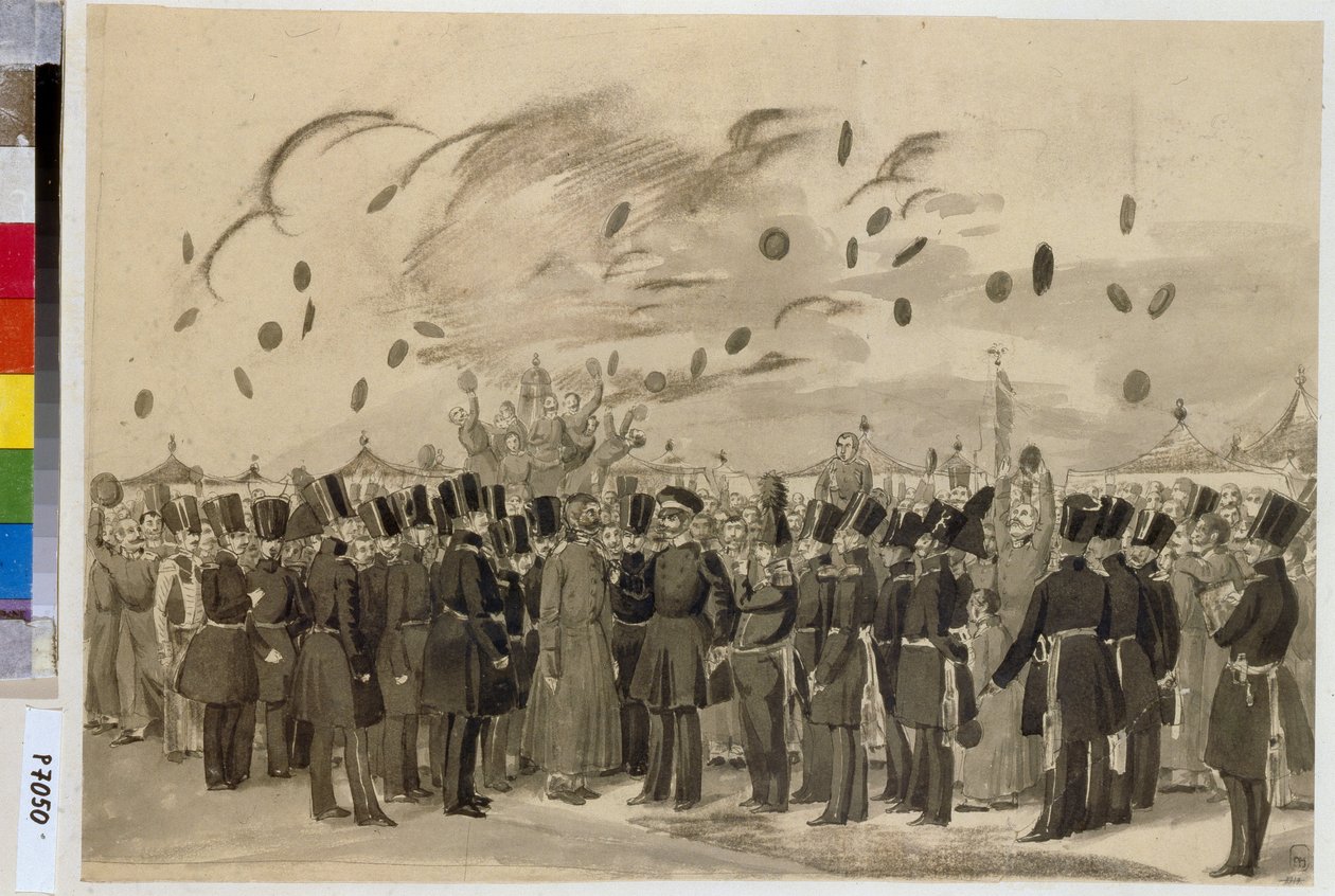 Le grand-duc Michel Pavlovitch visite le camp du régiment finlandais de la garde impériale, le 8 juillet 1837 - Pavel Andreevich Fedotov