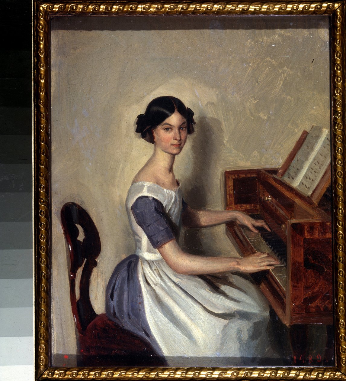 Portrait de Nadezhda Zhdanovich au clavecin - Pavel Andreevich Fedotov