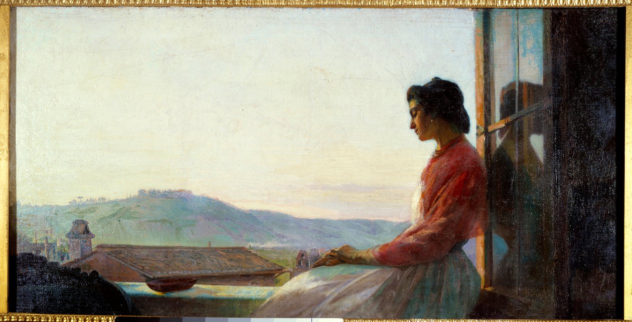 Jovanina assise sur le rebord de la fenêtre - Pavel Petrovich Chistyakov