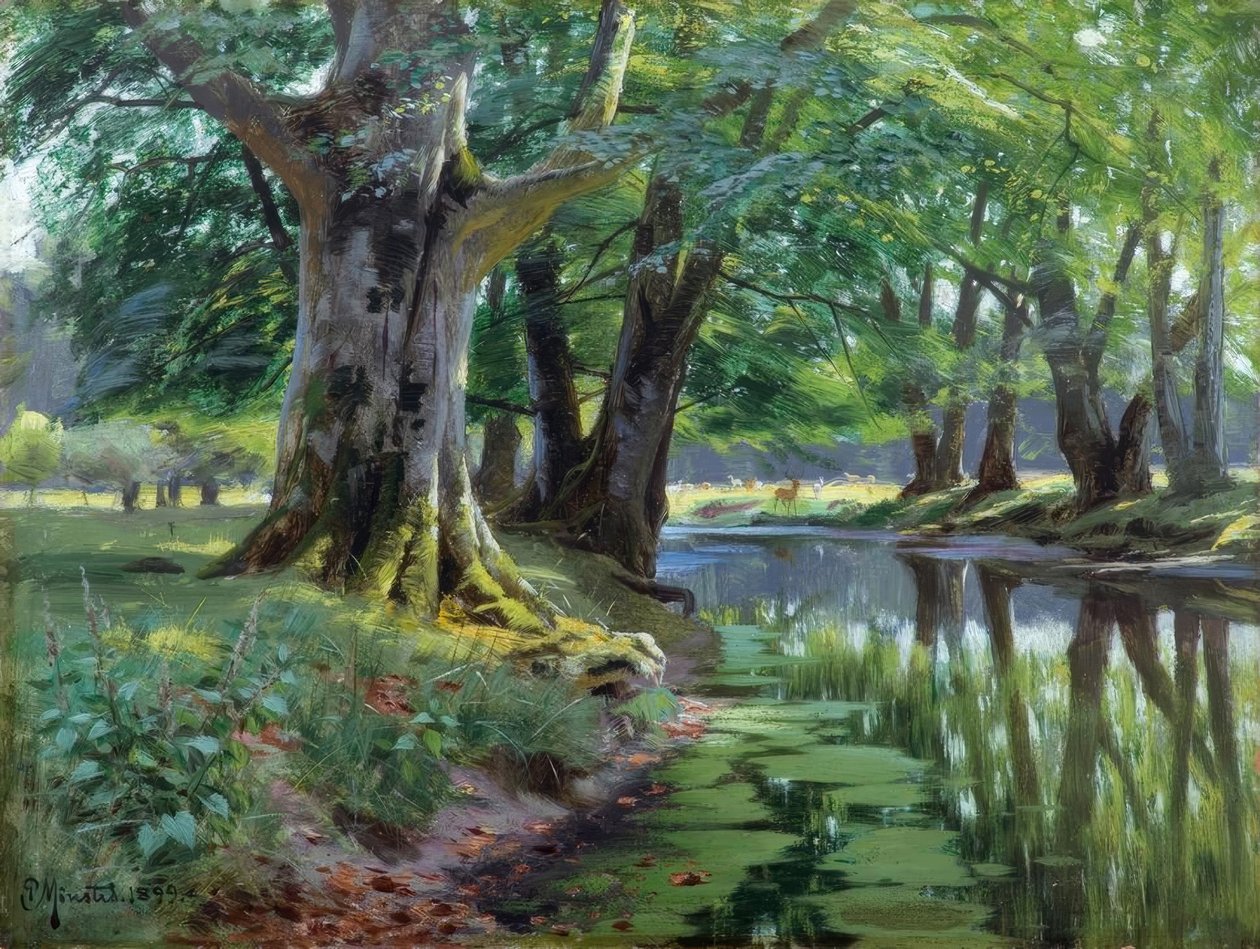 P. Mönsted, Été au ruisseau forestier - Peder Monsted