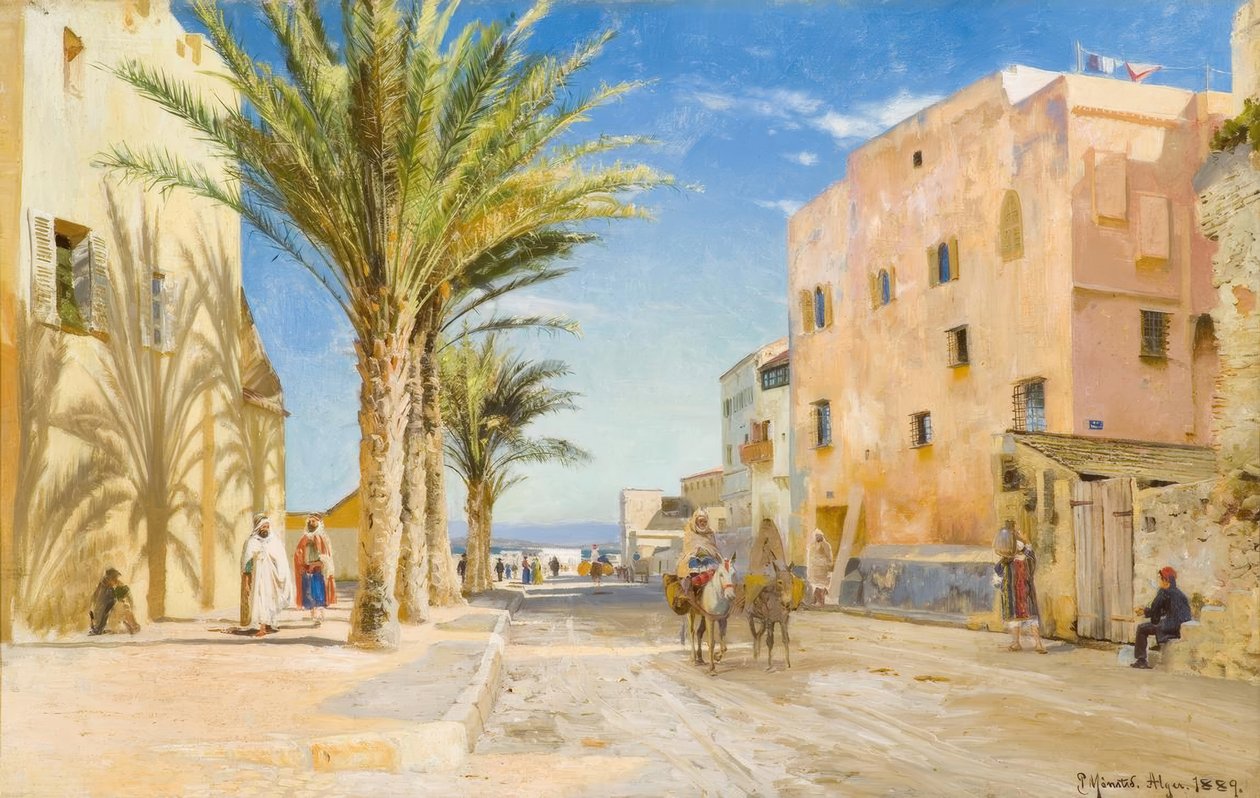 Alger, après-midi à Alger / Peinture de P. Mønsted - Peder Monsted