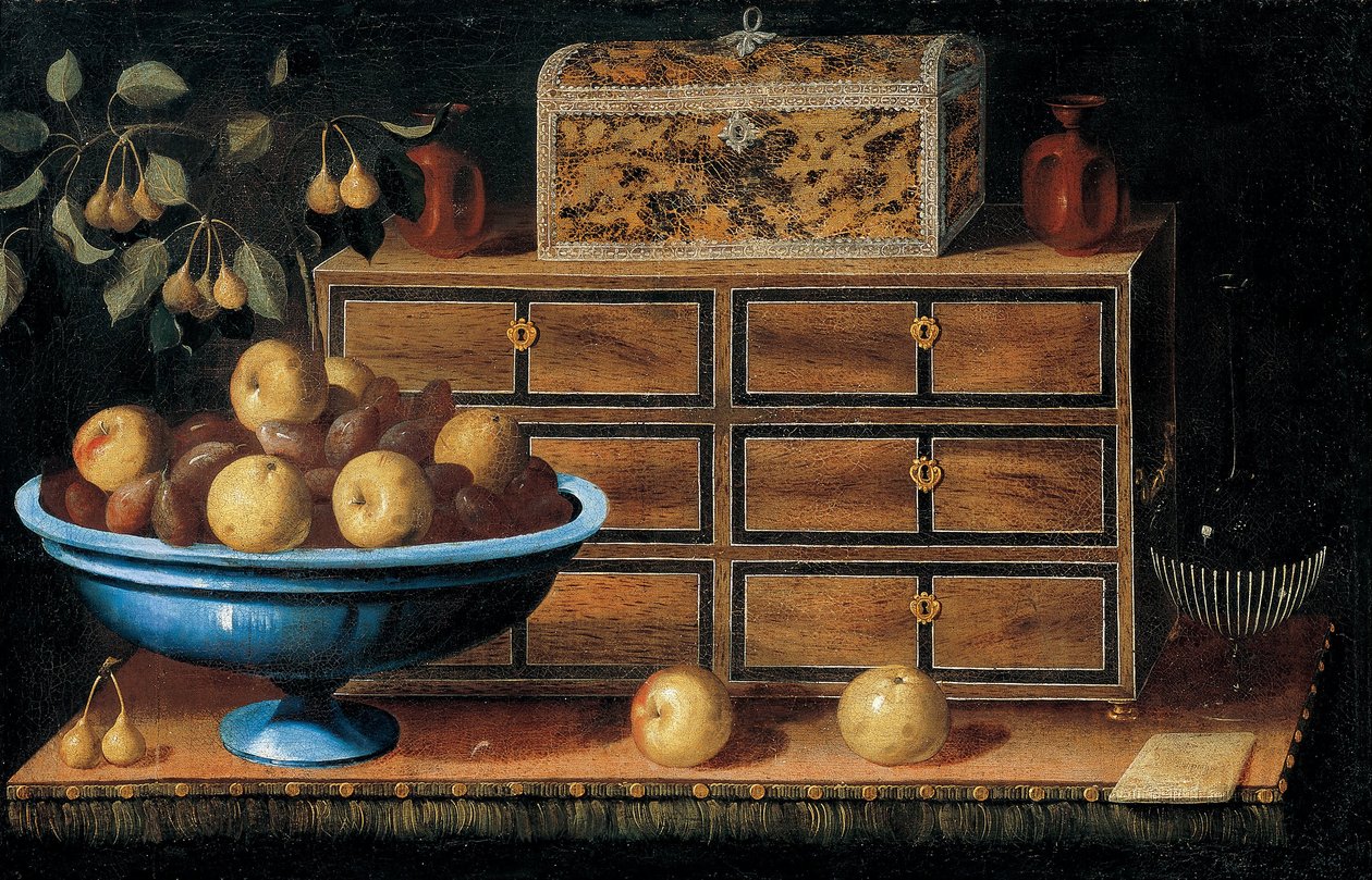 Bureau avec un Petit Coffre et un Bol de Fruits - Pedro de Camprobín