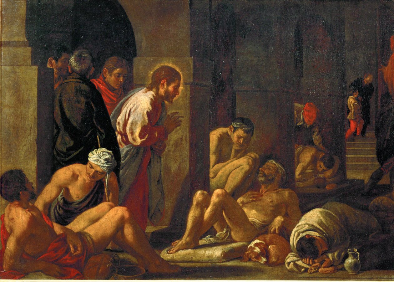 Jésus guérit le paralytique (peinture sur toile) - Pedro Orrente