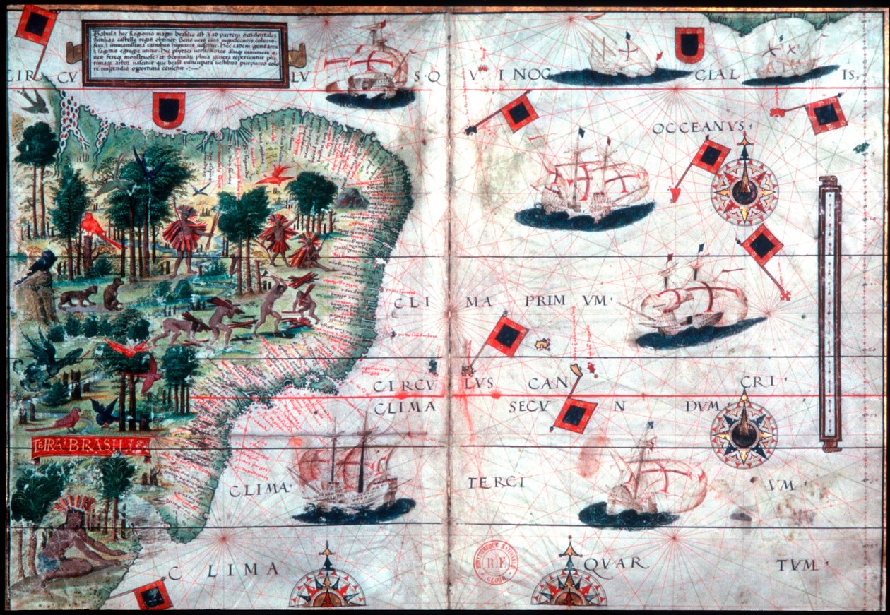 Carte du Brésil par les navigateurs portugais Pedro Reinel et Lopo Homen, vers 1525 - Pedro Reinel