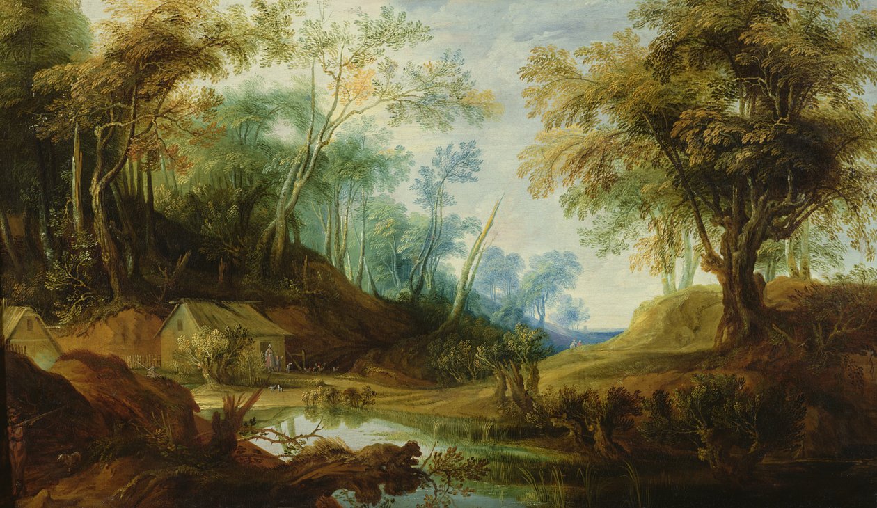 Paysage boisé avec un étang - Peeter Snayers