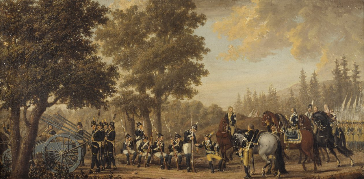 Le roi Gustave III de Suède et un soldat, épisode de la guerre russo-suédoise - Pehr Hilleström