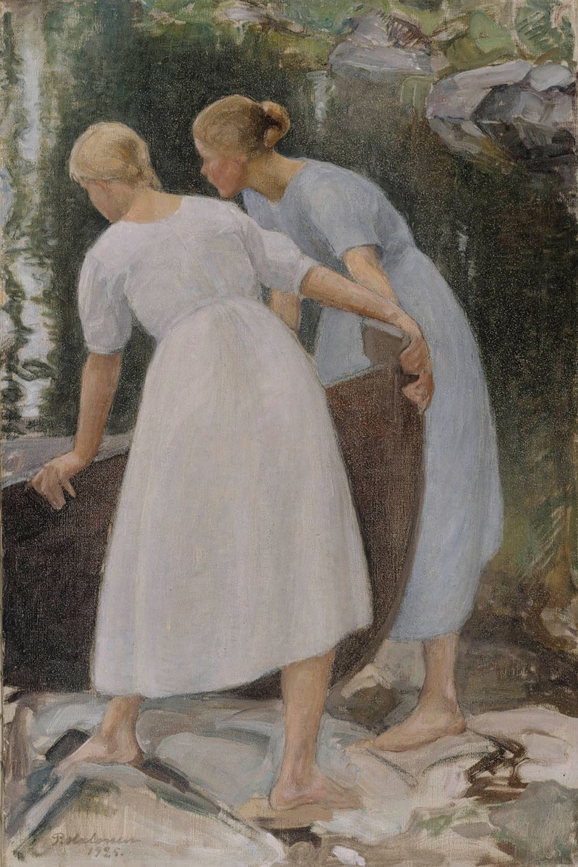 Filles poussant une barque - Pekka Halonen