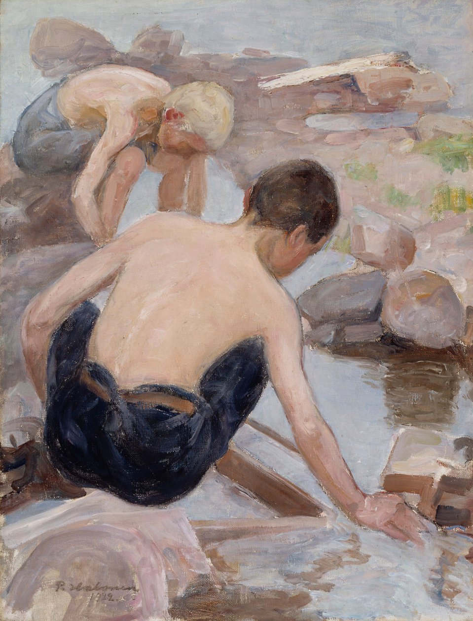 Deux garçons sur le rivage - Pekka Halonen