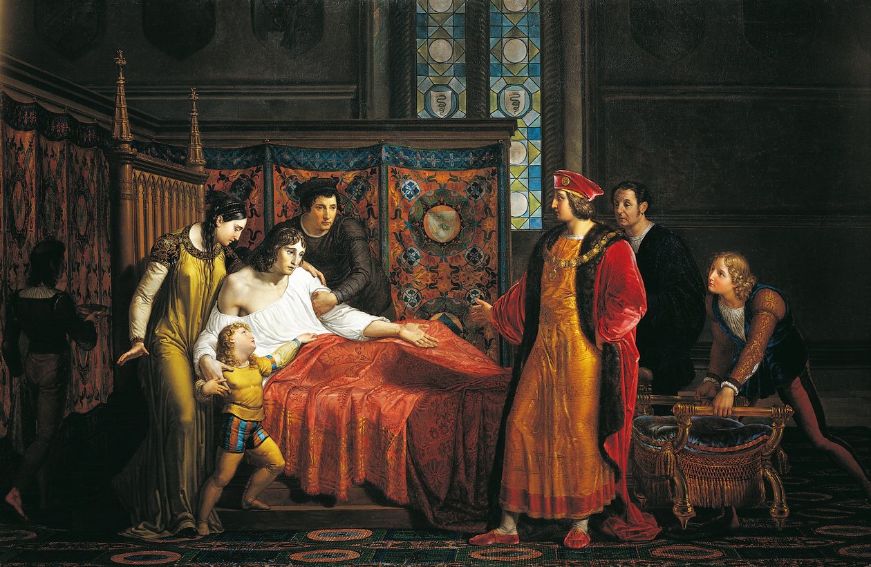 Charles VIII visitant le mourant Gian Galeazzo Sforza au château de Pavie - Pelagio Palagi