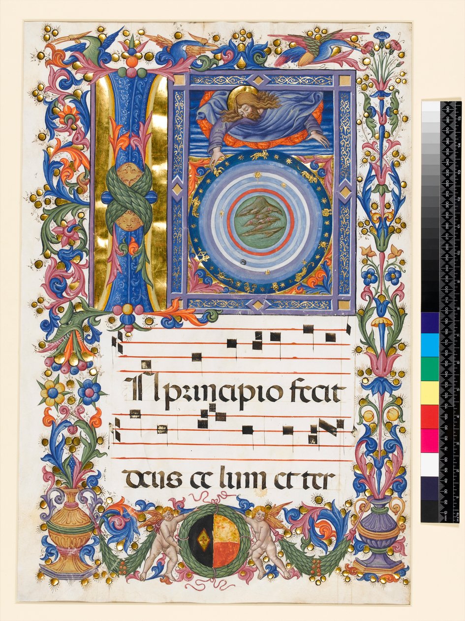 Initiale historiée I, représentant la Création, vers 1470 - Pellegrino di Mariano attr.to Pellegrino di Mariano attr.to