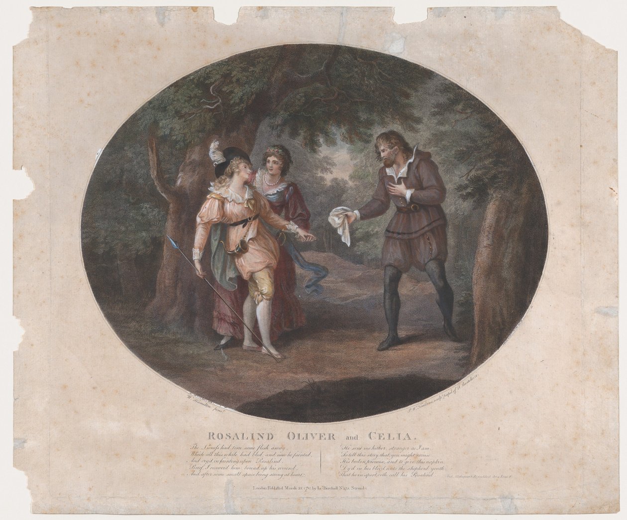 Rosalind, Oliver et Celia, Shakespeare, Comme il vous plaira, Acte 4, Scène 6 - Peltro William Tomkins