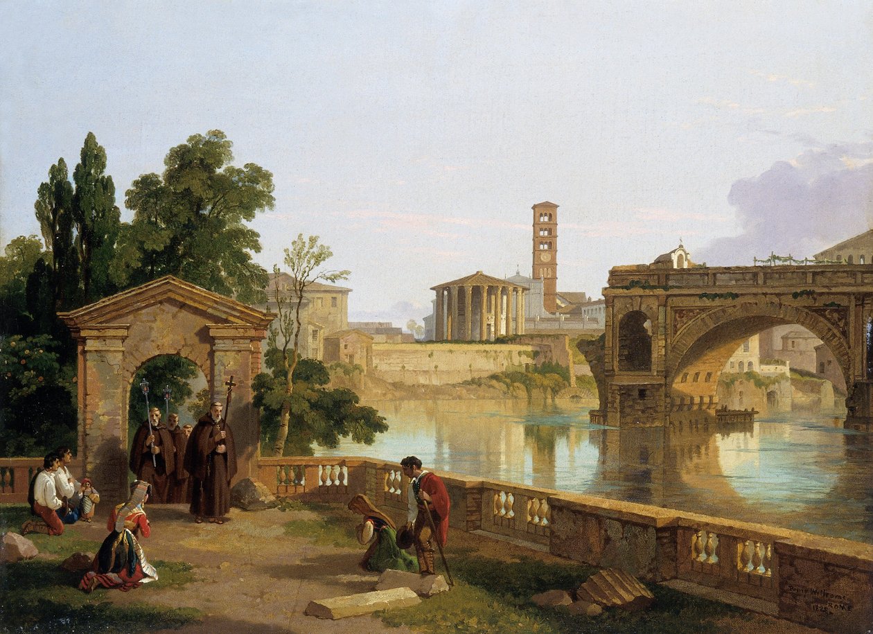 Le Tibre avec le temple de Vesta, 1828 - Penry Williams