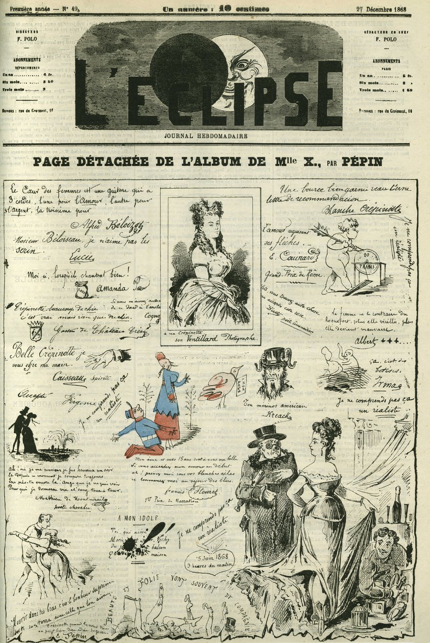 Page détachée de Mademoiselle X. Couverture dans « L