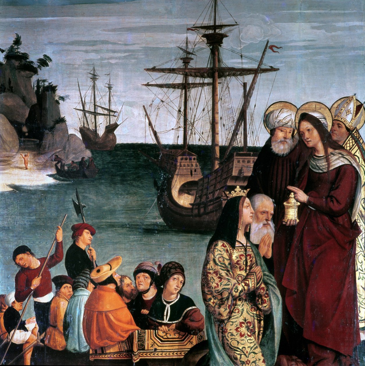 Marie-Madeleine embarquant sur un navire, du retable de Sainte Madeleine - Pera Matas