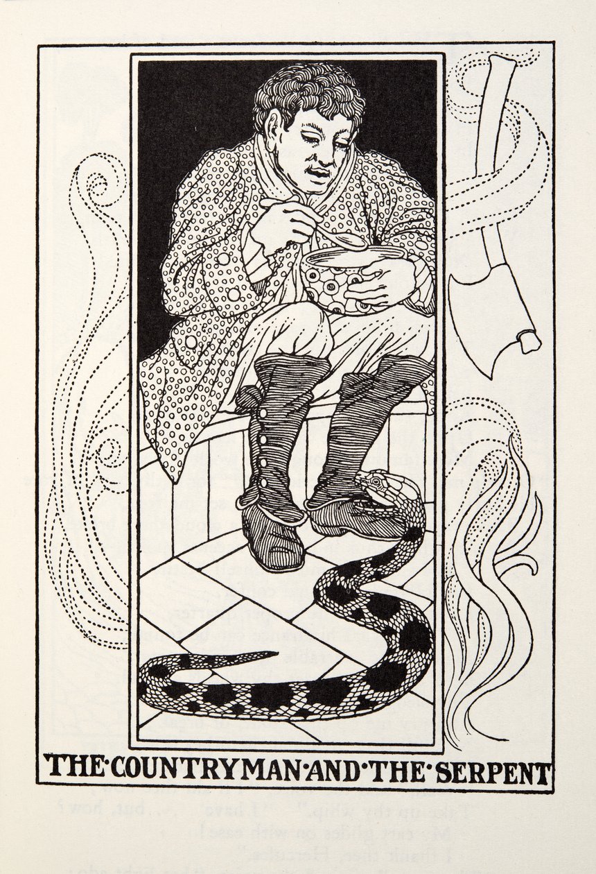 Le Paysan et le Serpent, des Fables de Fontaine, pub. 1905 - Percy J. Billingshurst