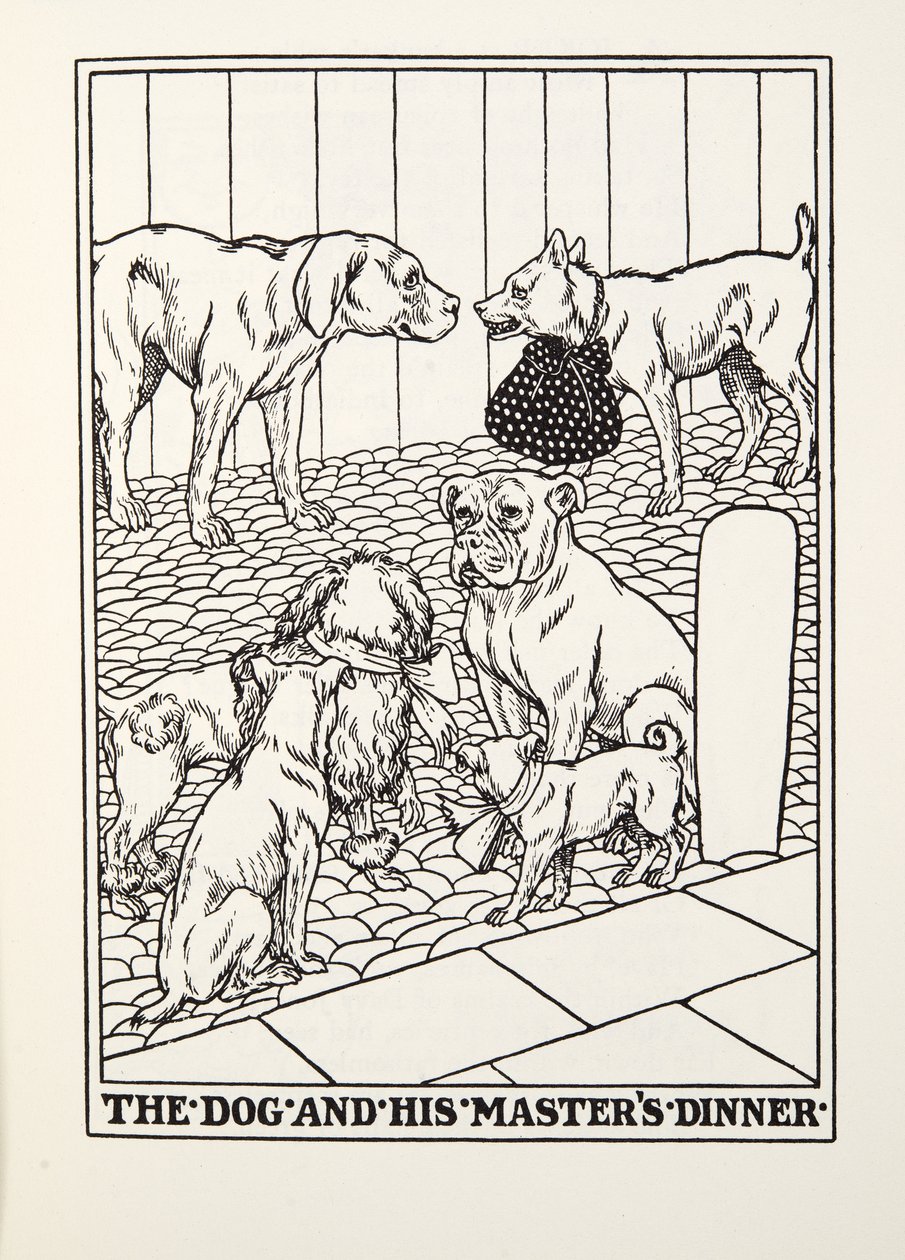 Le Chien et le Dîner de son Maître, des Fables de Fontaine, pub. 1905 - Percy J. Billingshurst