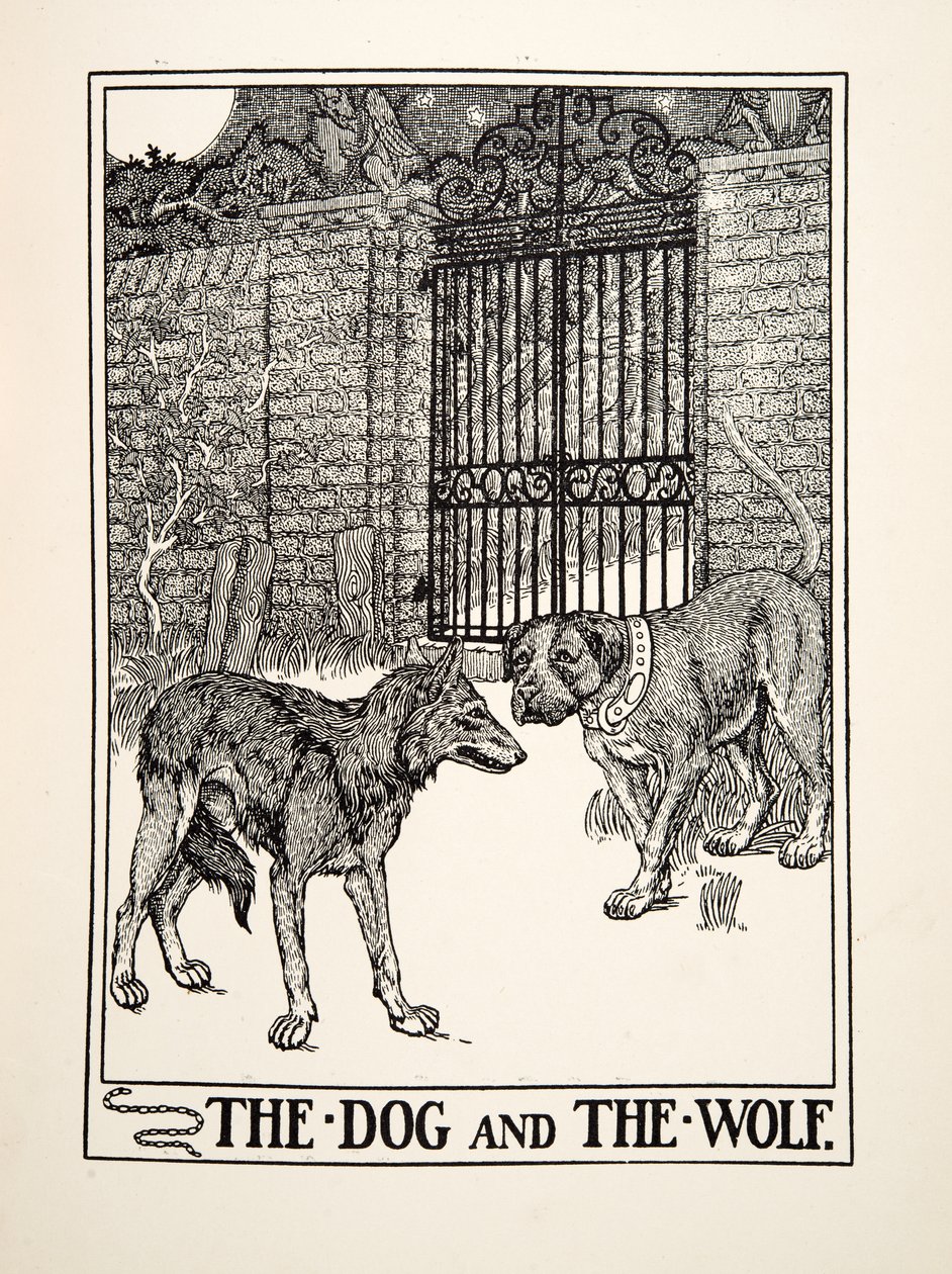 Le chien et le loup, de Cent fables d