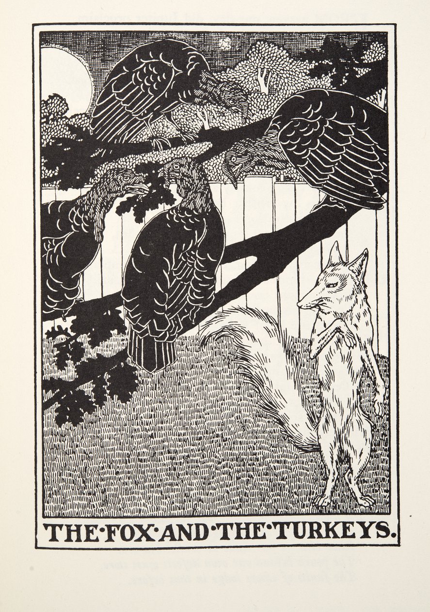 Le Renard et les Dindons, des Fables de Fontaine, pub. 1905 - Percy J. Billingshurst