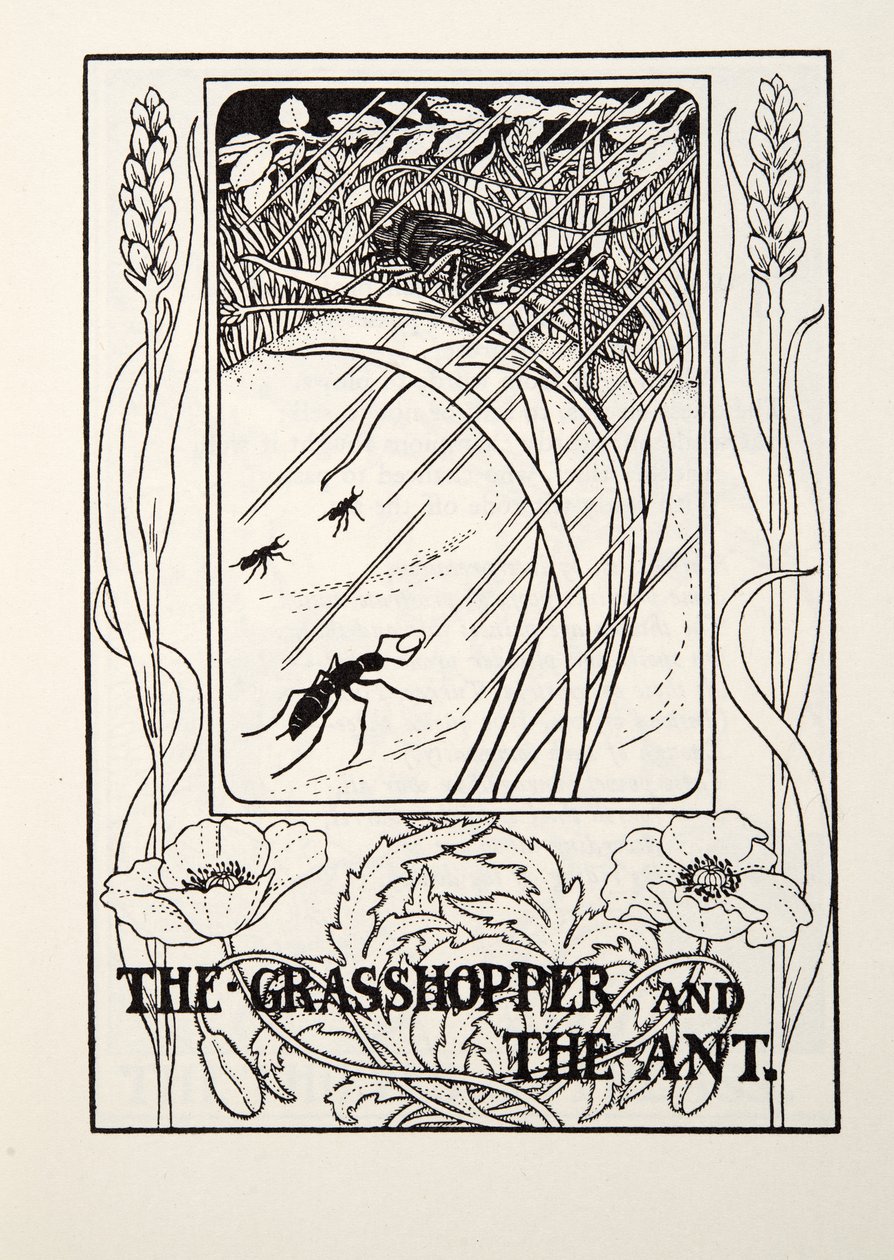 La Cigale et la Fourmi, des Fables de Fontaine, pub. 1905 - Percy J. Billingshurst