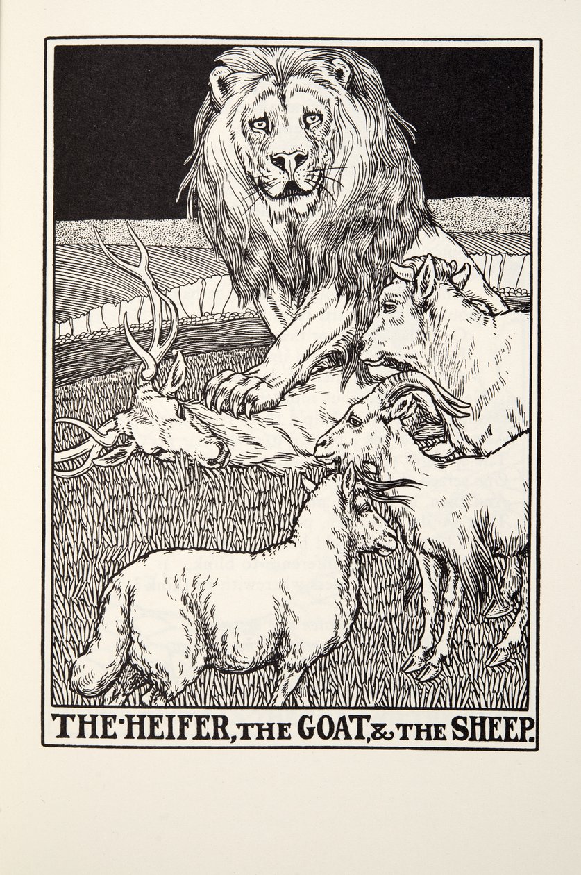 La Génisse, la Chèvre et la Brebis, des Fables de La Fontaine, pub. 1905 - Percy J. Billingshurst