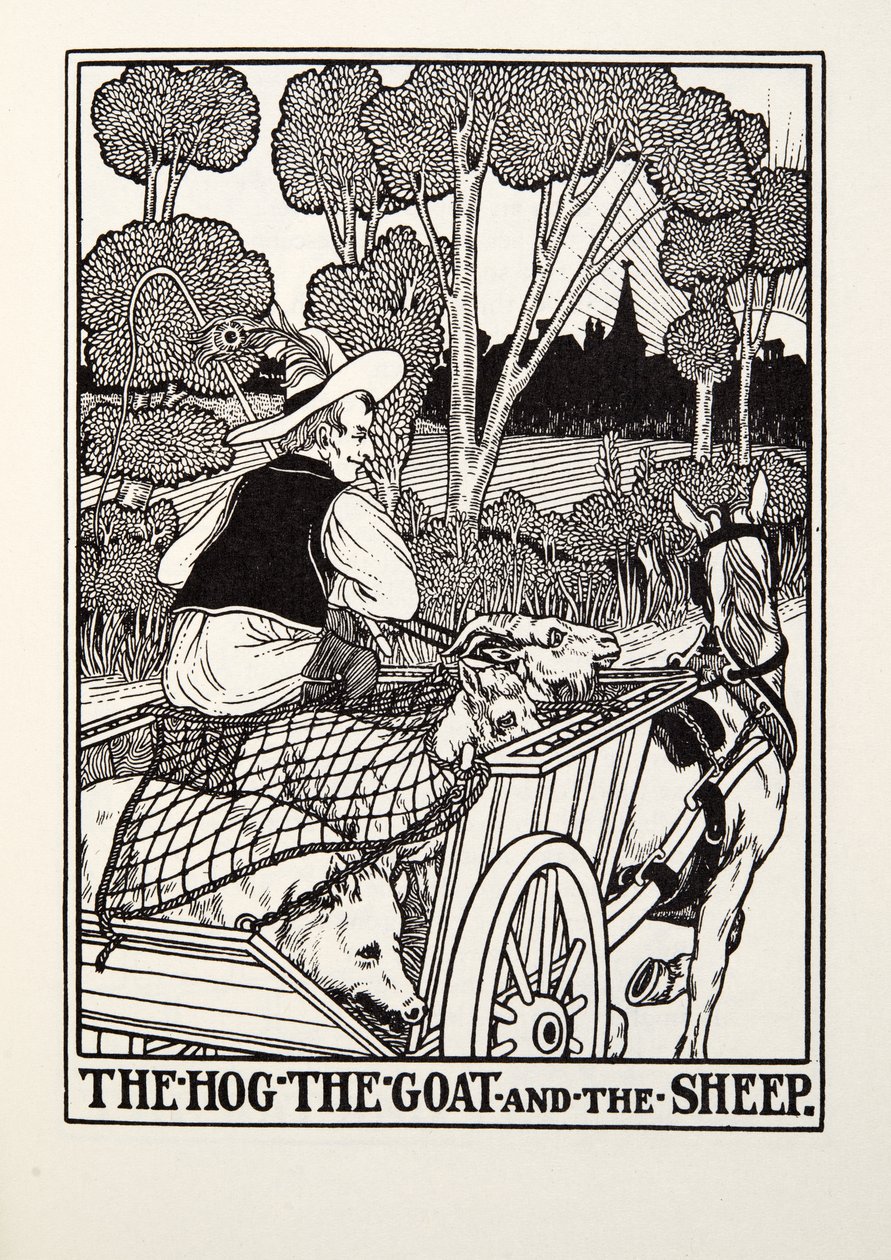 Le Cochon, la Chèvre et le Mouton, des Fables de Fontaine, pub. 1905 - Percy J. Billingshurst