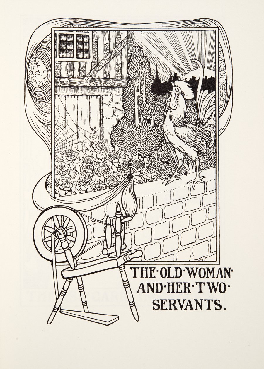 La Vieille Femme et ses Deux Servantes, des Fables de Fontaine, pub. 1905 (gravure) - Percy J. Billingshurst