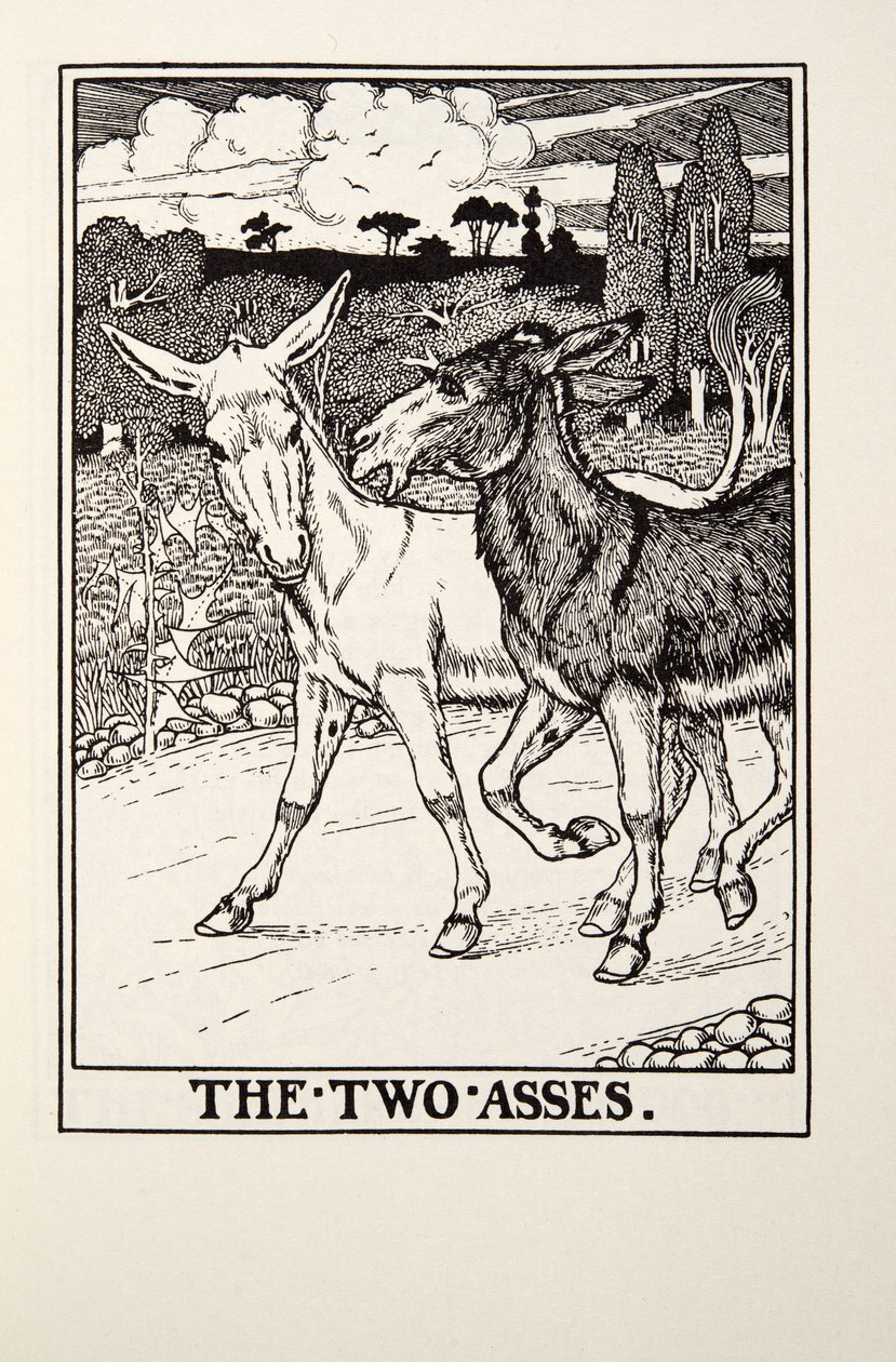 Les Deux Ânes, des Fables de La Fontaine, pub. 1905 - Percy J. Billingshurst
