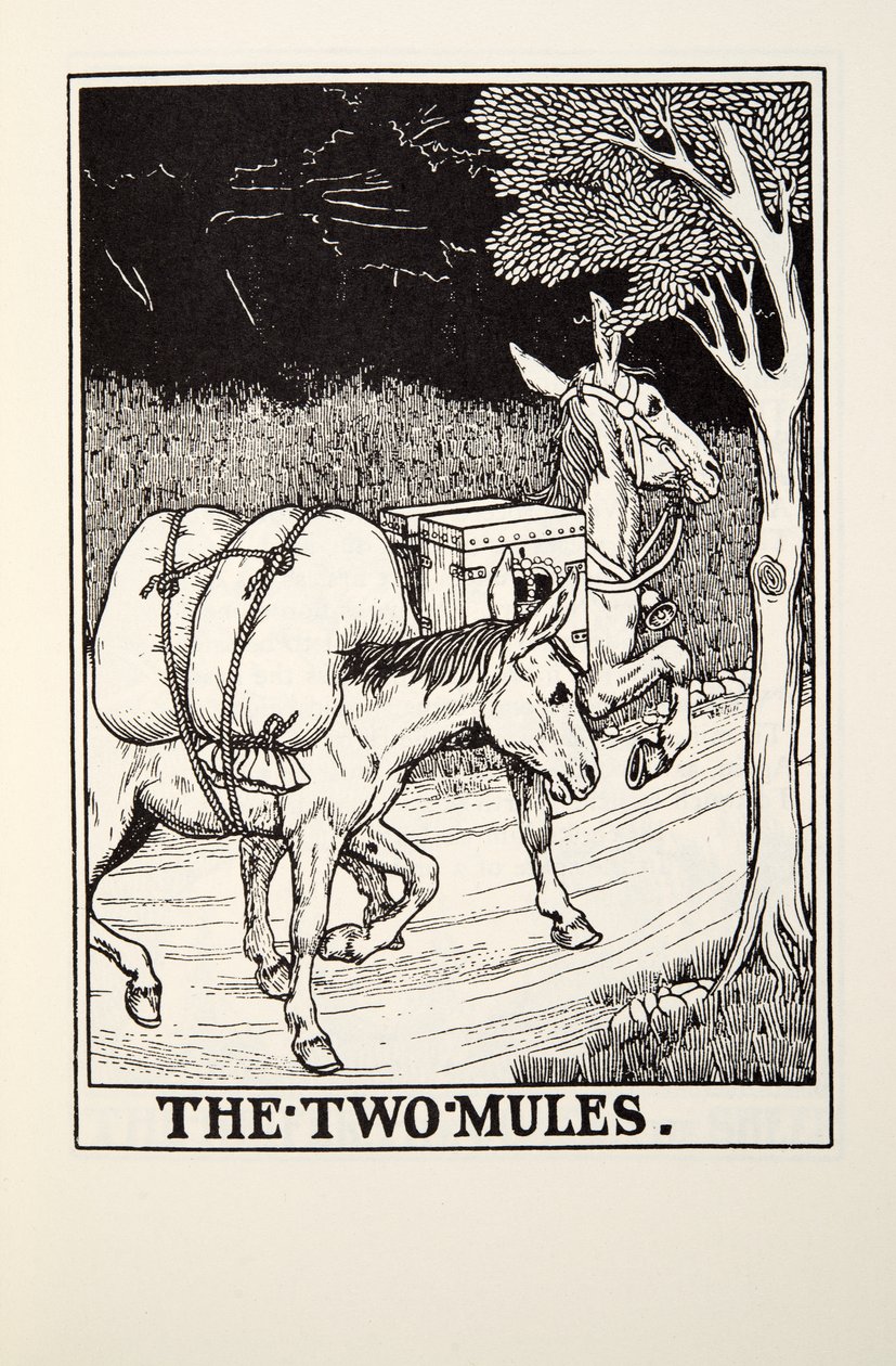 Les Deux Mulets, des Fables de La Fontaine, pub. 1905 - Percy J. Billingshurst