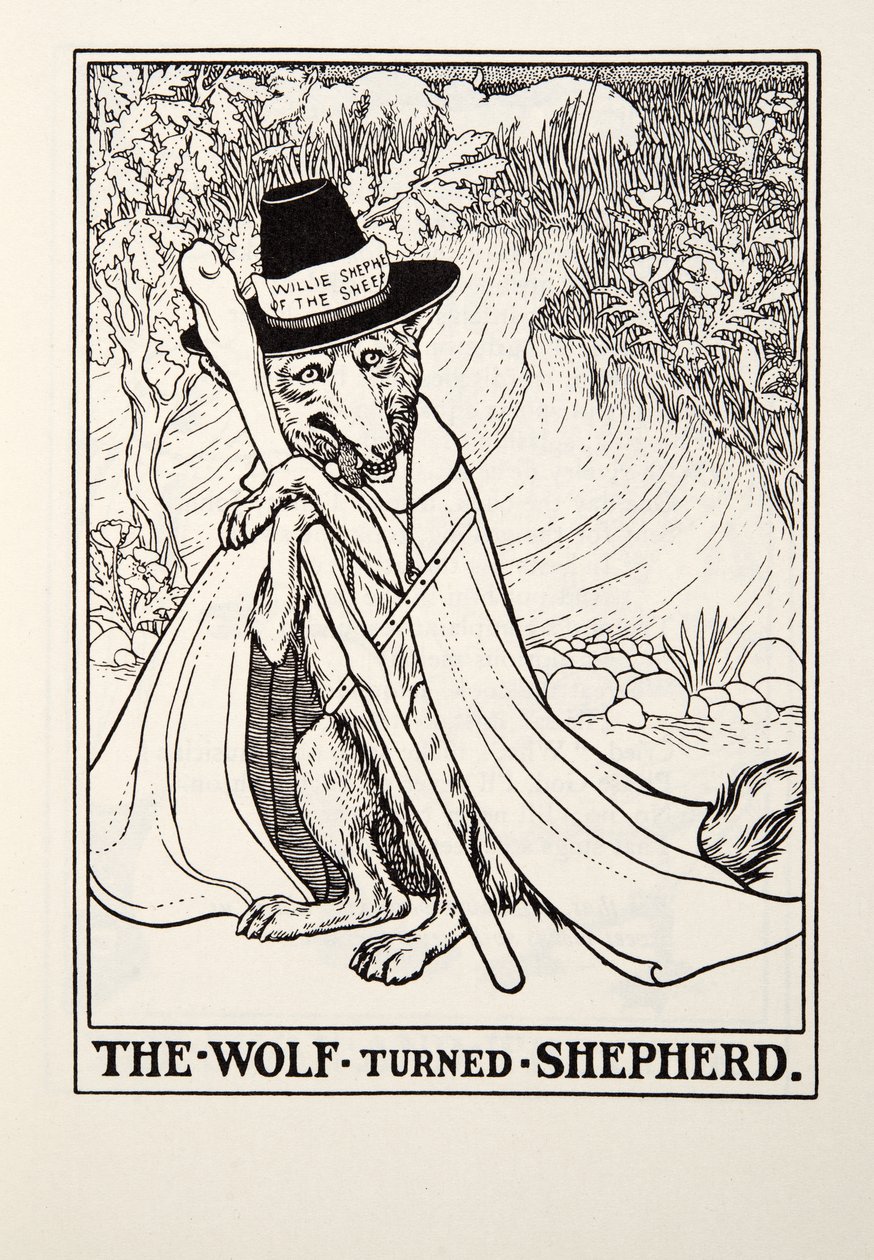 Le Loup devenu berger, des Fables de La Fontaine, pub. 1905 - Percy J. Billingshurst