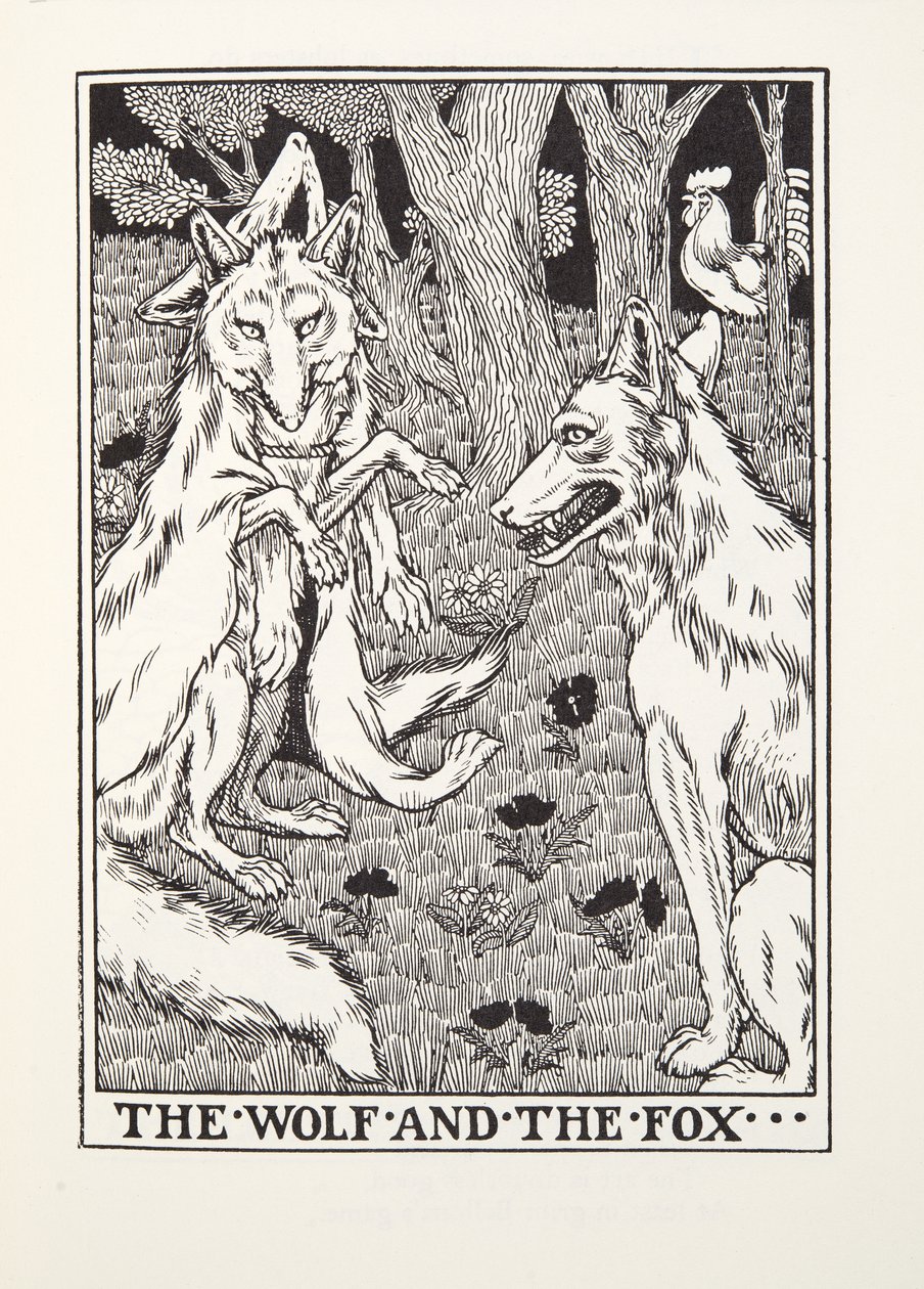 Le Loup et le Renard, des Fables de Fontaine, pub. 1905 - Percy J. Billingshurst