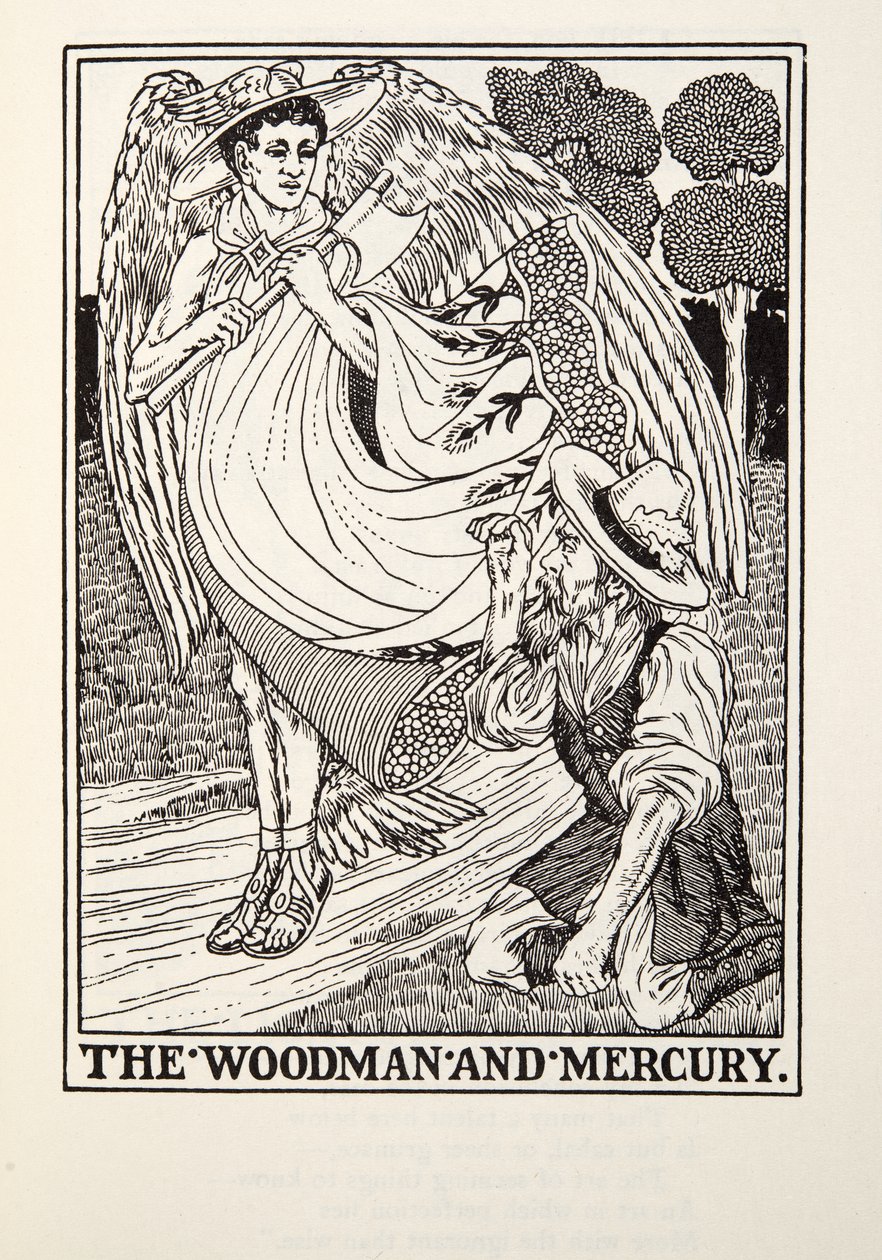 Le Bûcheron et Mercure, des Fables de Fontaine, pub. 1905 - Percy J. Billingshurst
