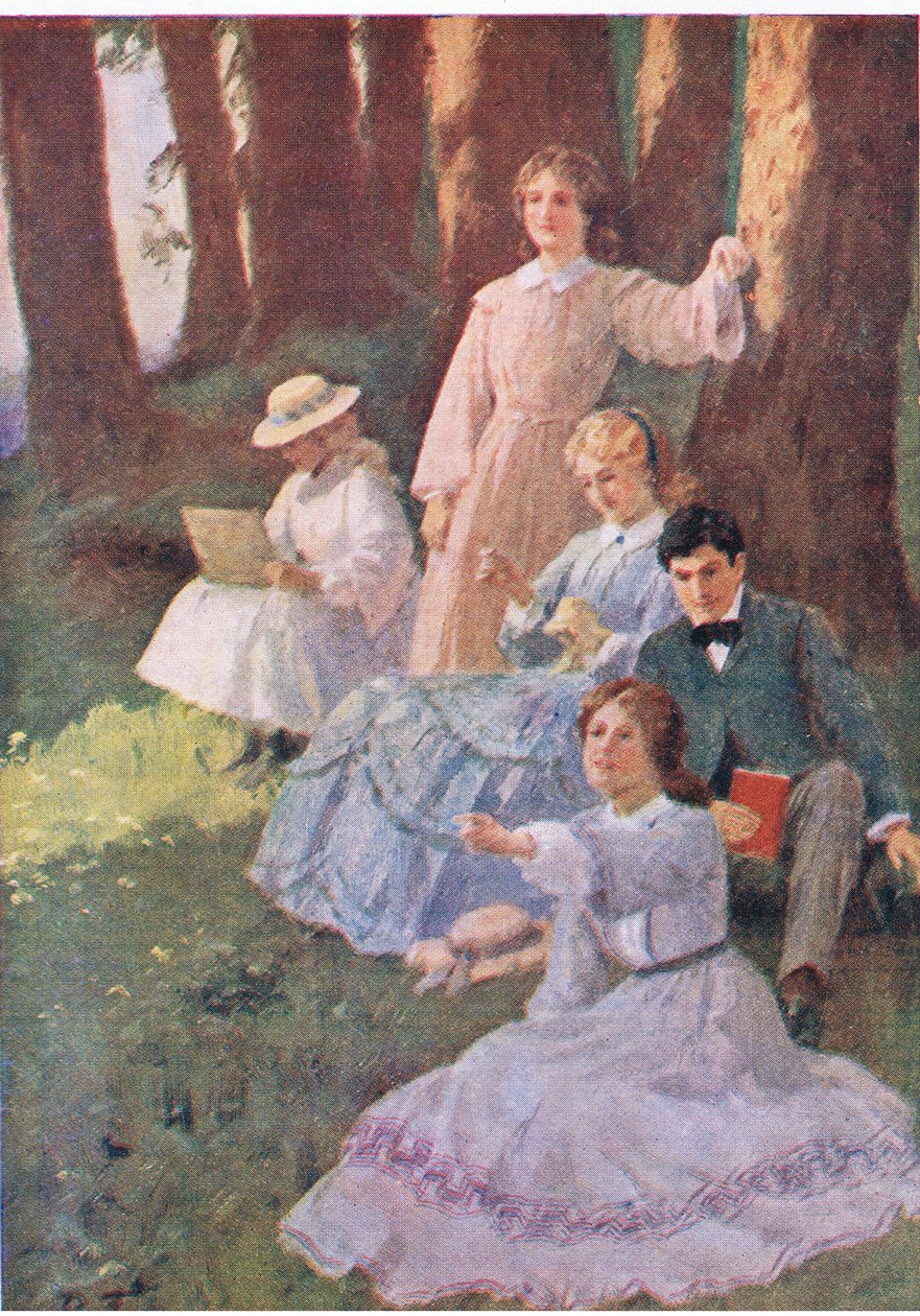 Jo pointa, et Laurie se leva pour examiner, de Little Women publié par Associated Newspapers Limited, vers 1940 - Percy Tarrant