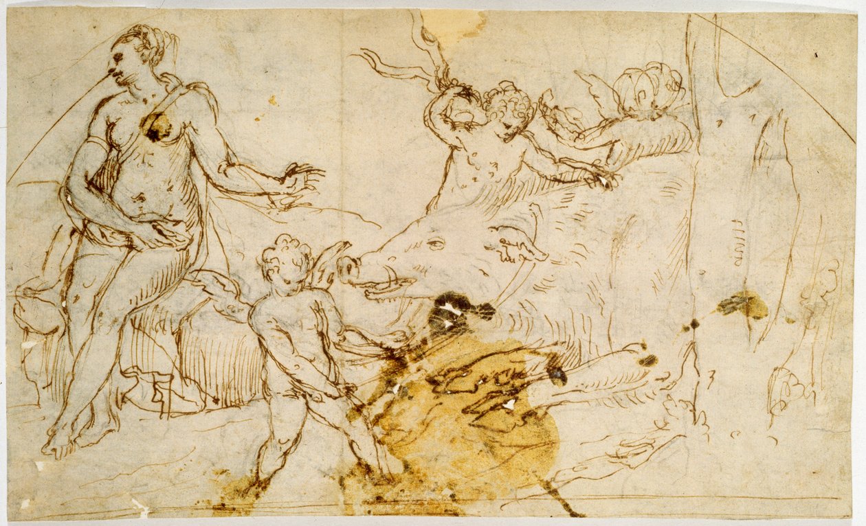 Vénus, putti et un sanglier, vers 1520-1540 - Perino del Vaga