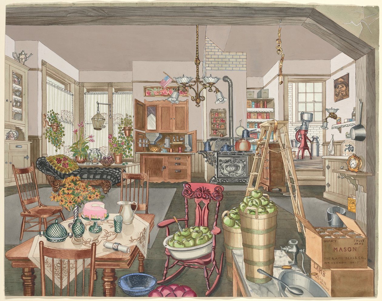 Cuisine et salle à manger semi-rurales, 1910 - Perkins Harnly