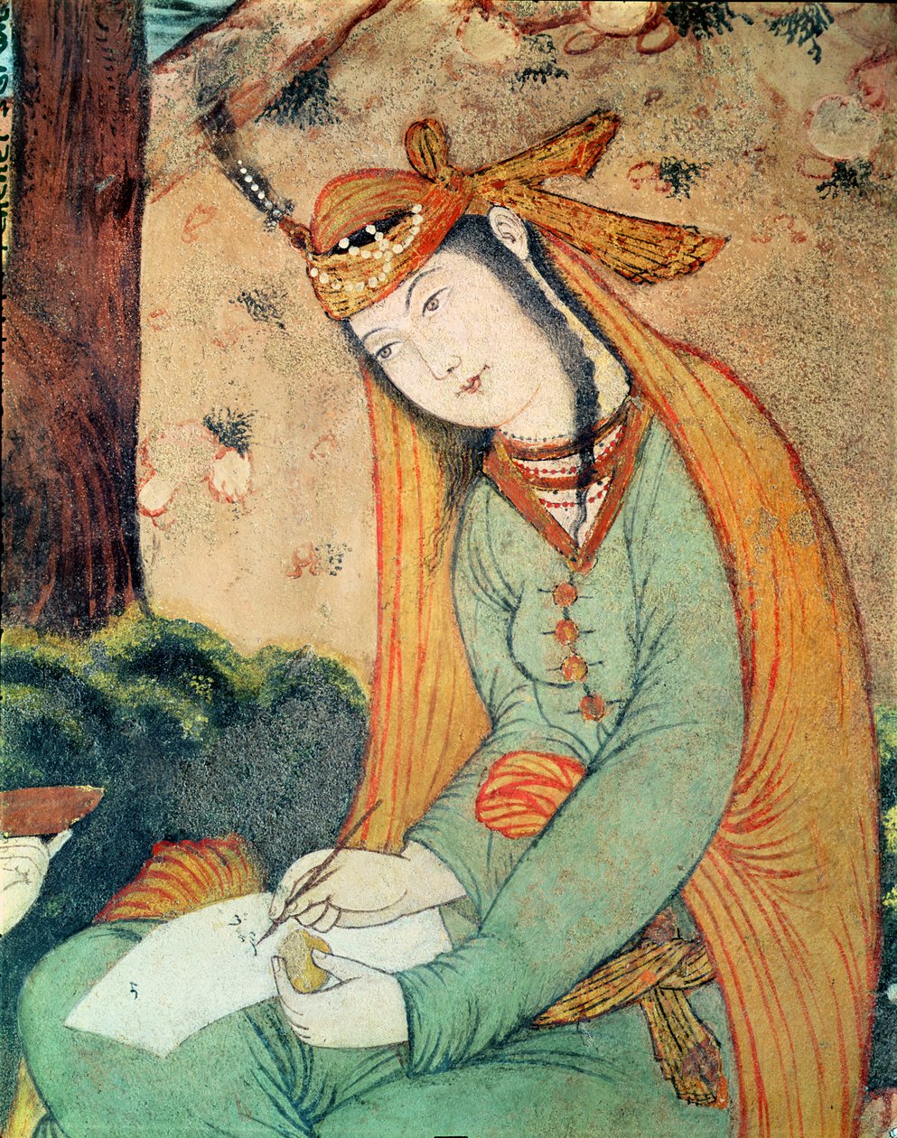 Femme écrivant à la cour de Shah Abbas I (1571-1629) 1585-1627 - Persian School