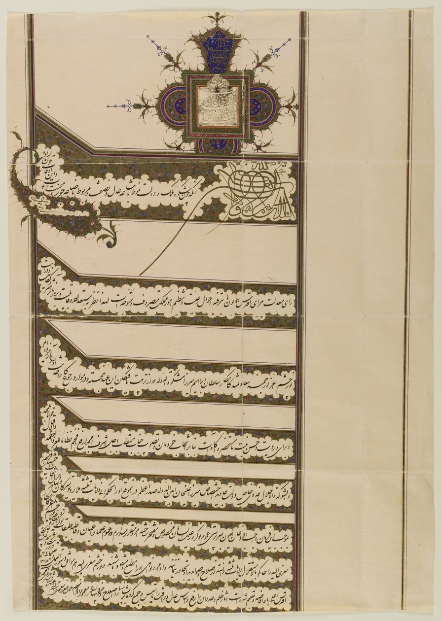 Firman (Édit Royal) avec le sceau de Muzaffar al-Din Shah Qaja, 1897 - Persian School